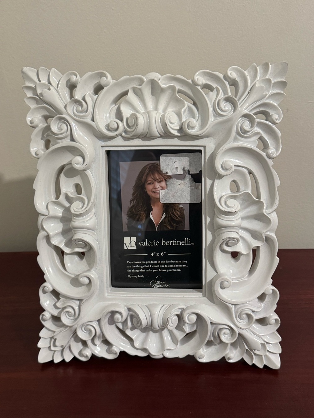 Valerie Bertinelli Glossy White Ornate Scroll Picture Frame